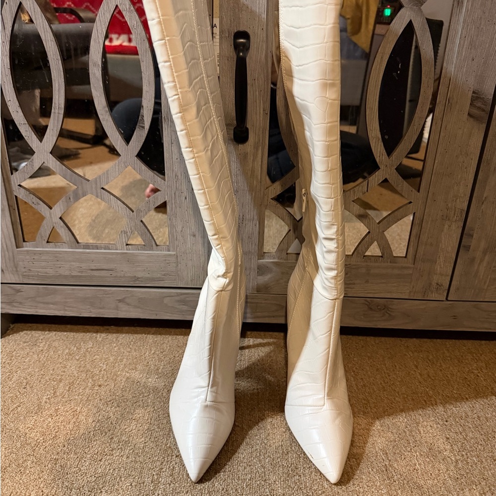 Express White Over the Knee Boots